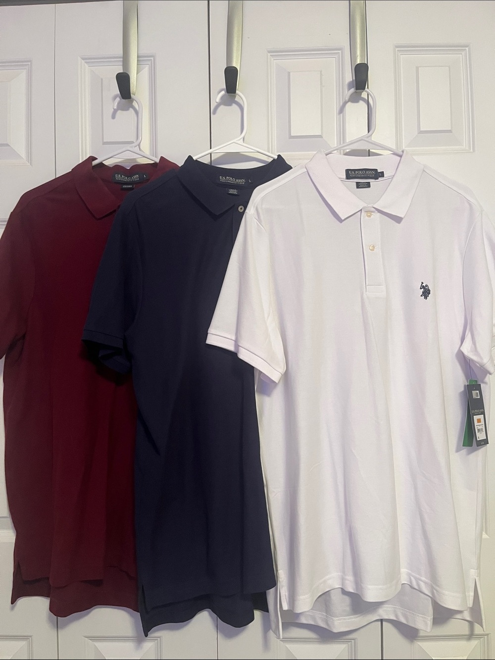 U.S. Polo Assn. Men’s Polo Pack Set of 3 - White, Navy & Burgundy Size Large